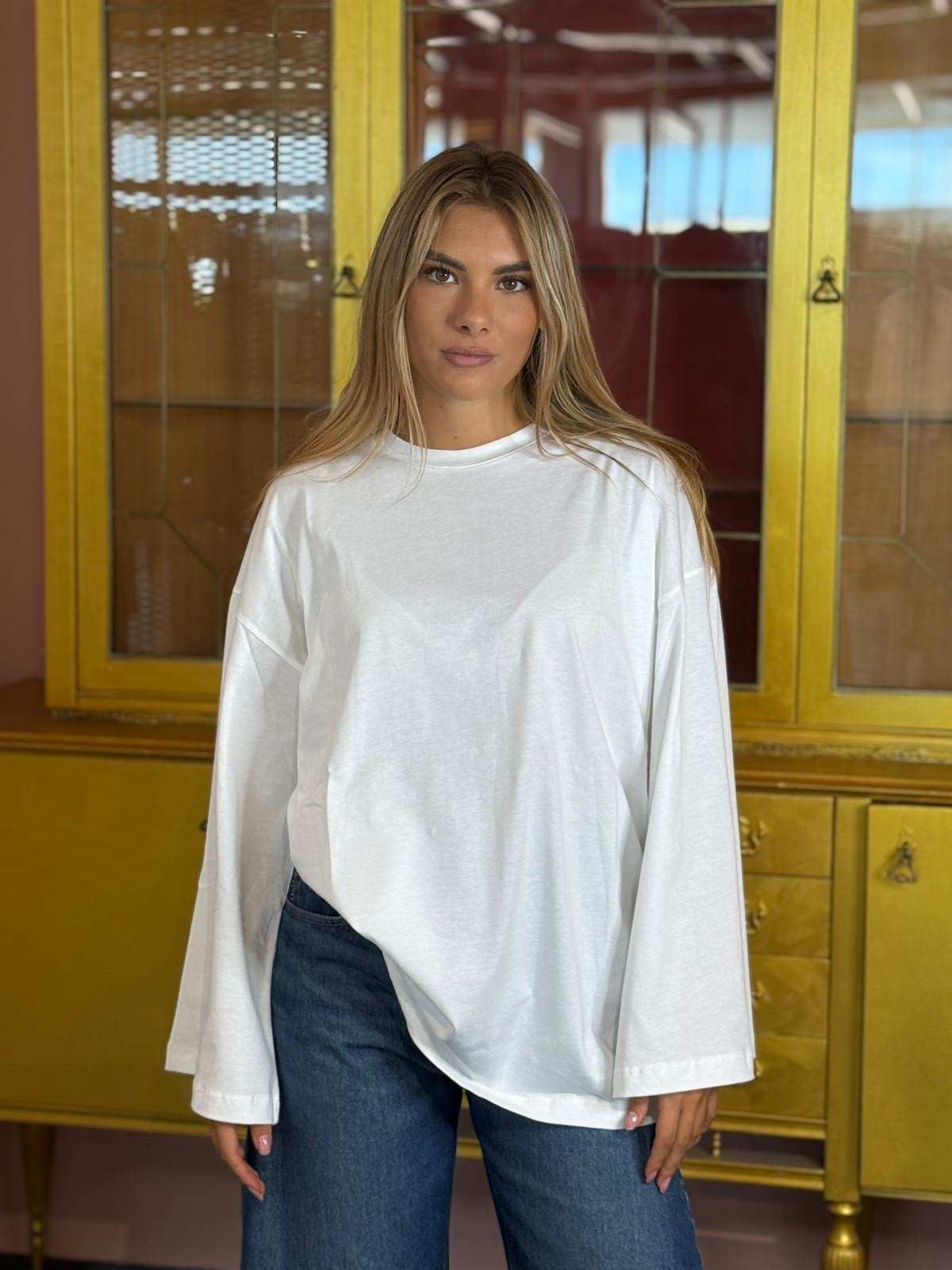 Vicolo - T-Shirt Maniche Ampie Bianca-1