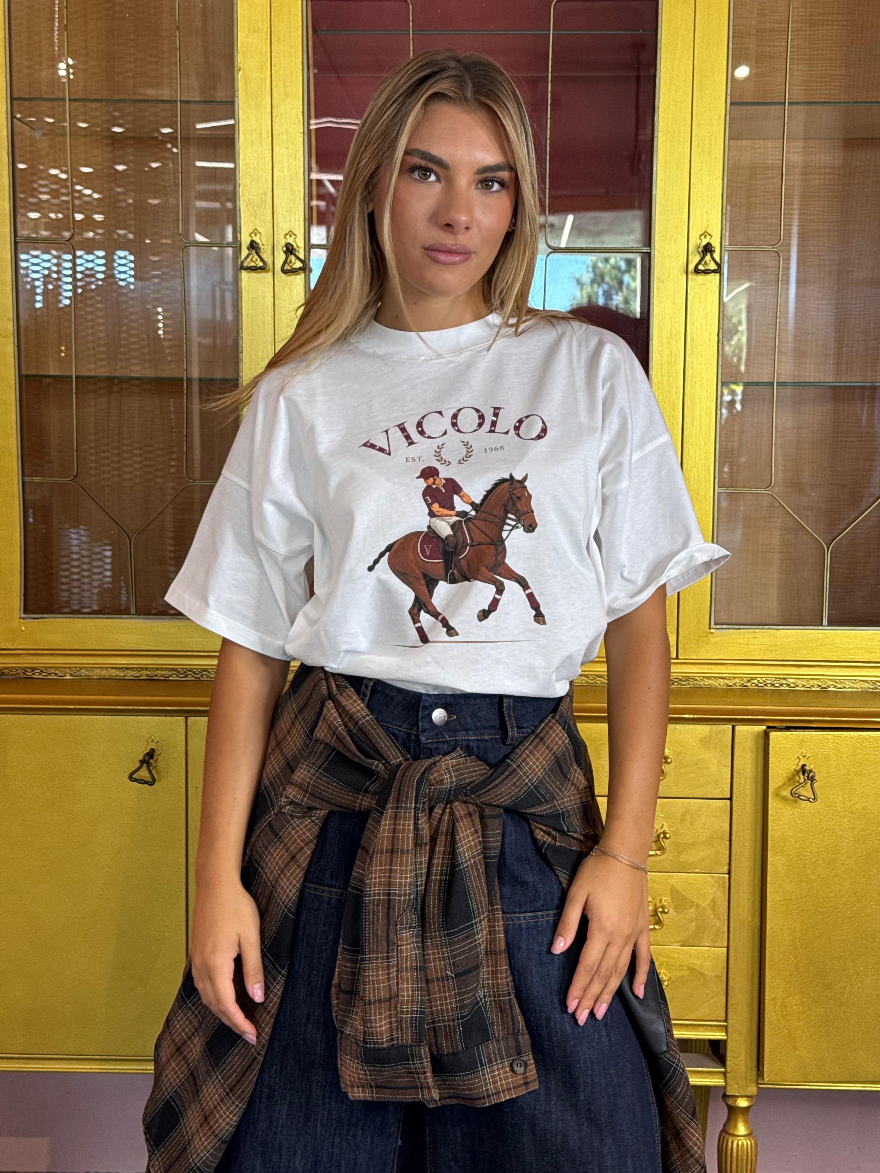Vicolo - T-Shirt Naturale Stampa Polo