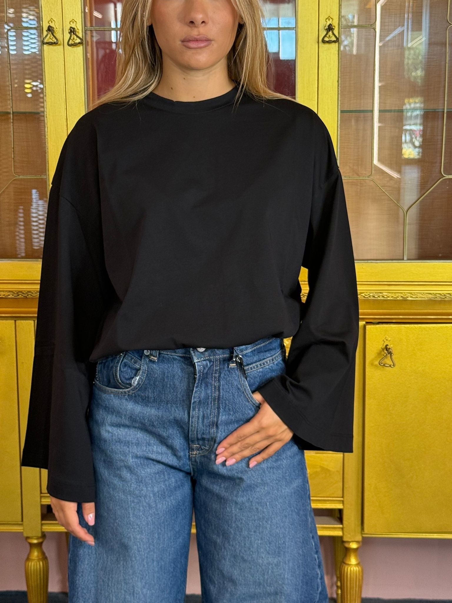 Vicolo - T-Shirt Maniche Ampie Nera-3