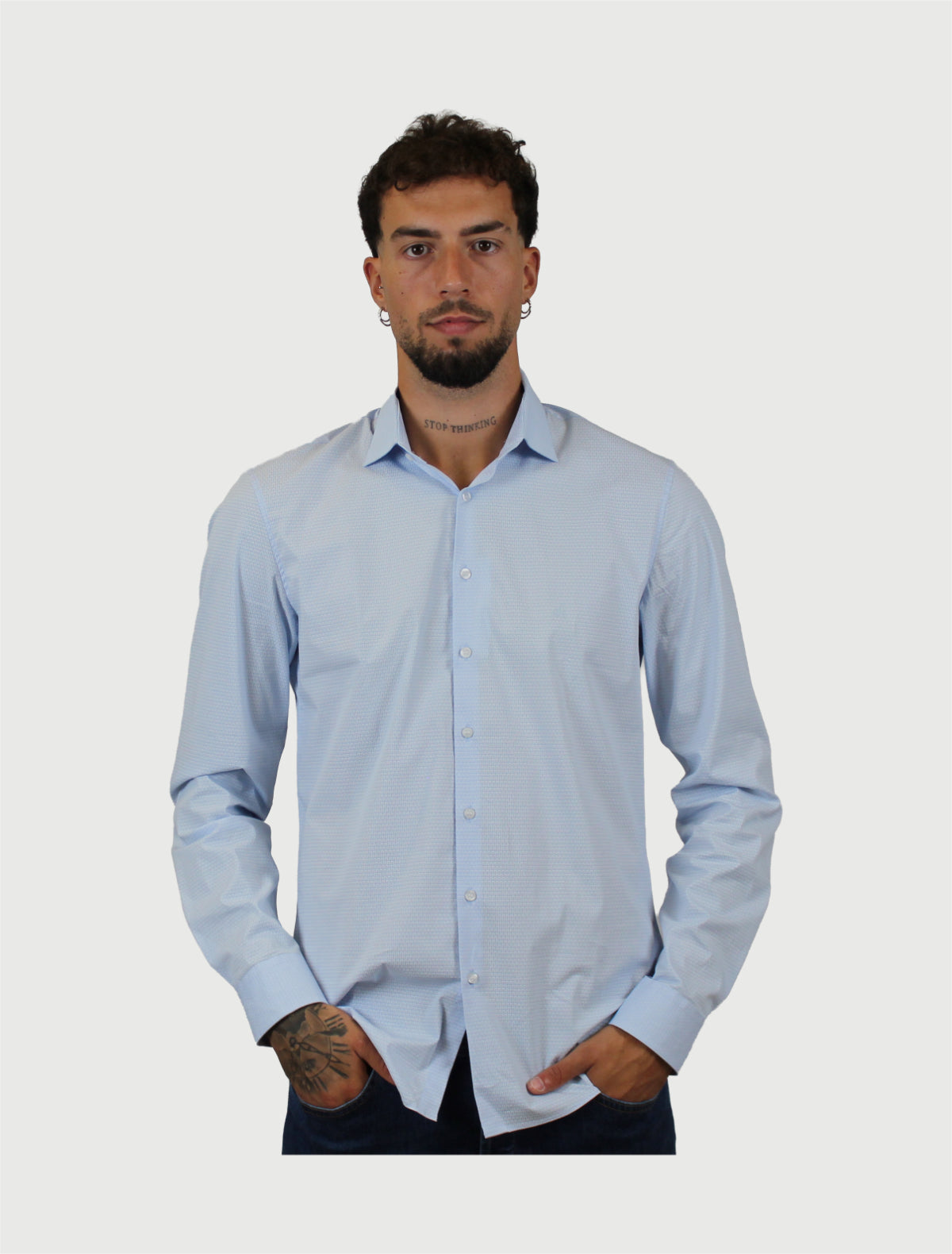 CALVIN KLEIN - Camicia con Loghi celeste