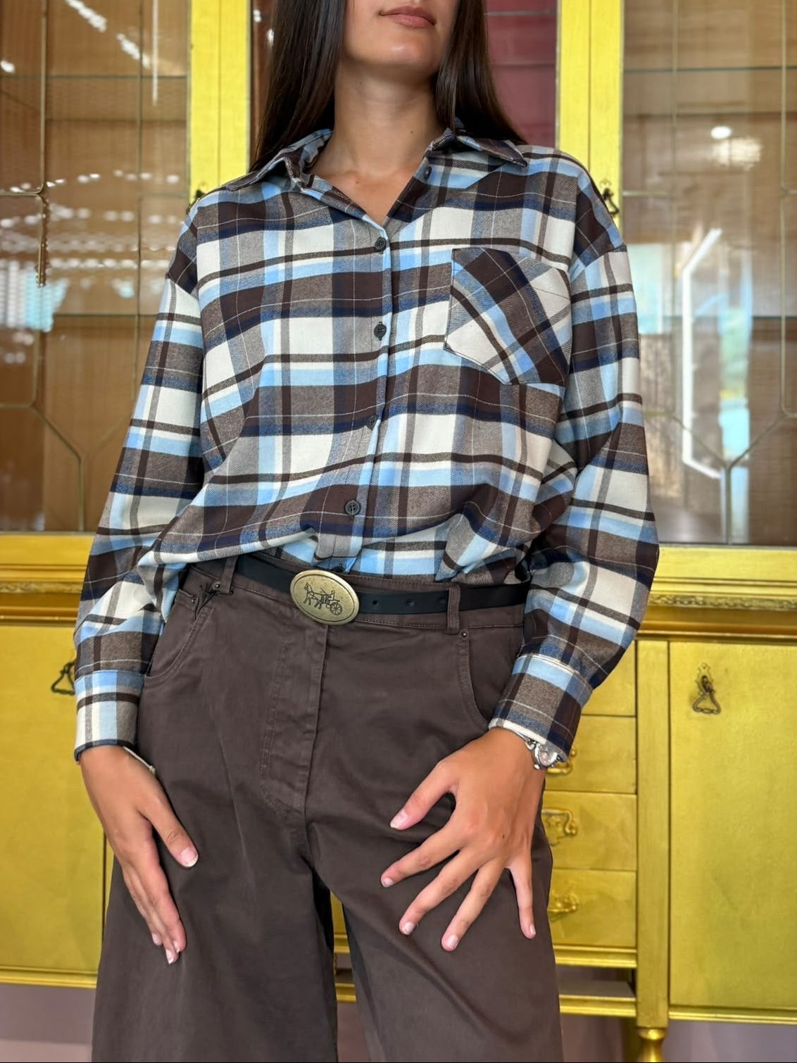 Tensione In - Camicia Quadri Celeste-1