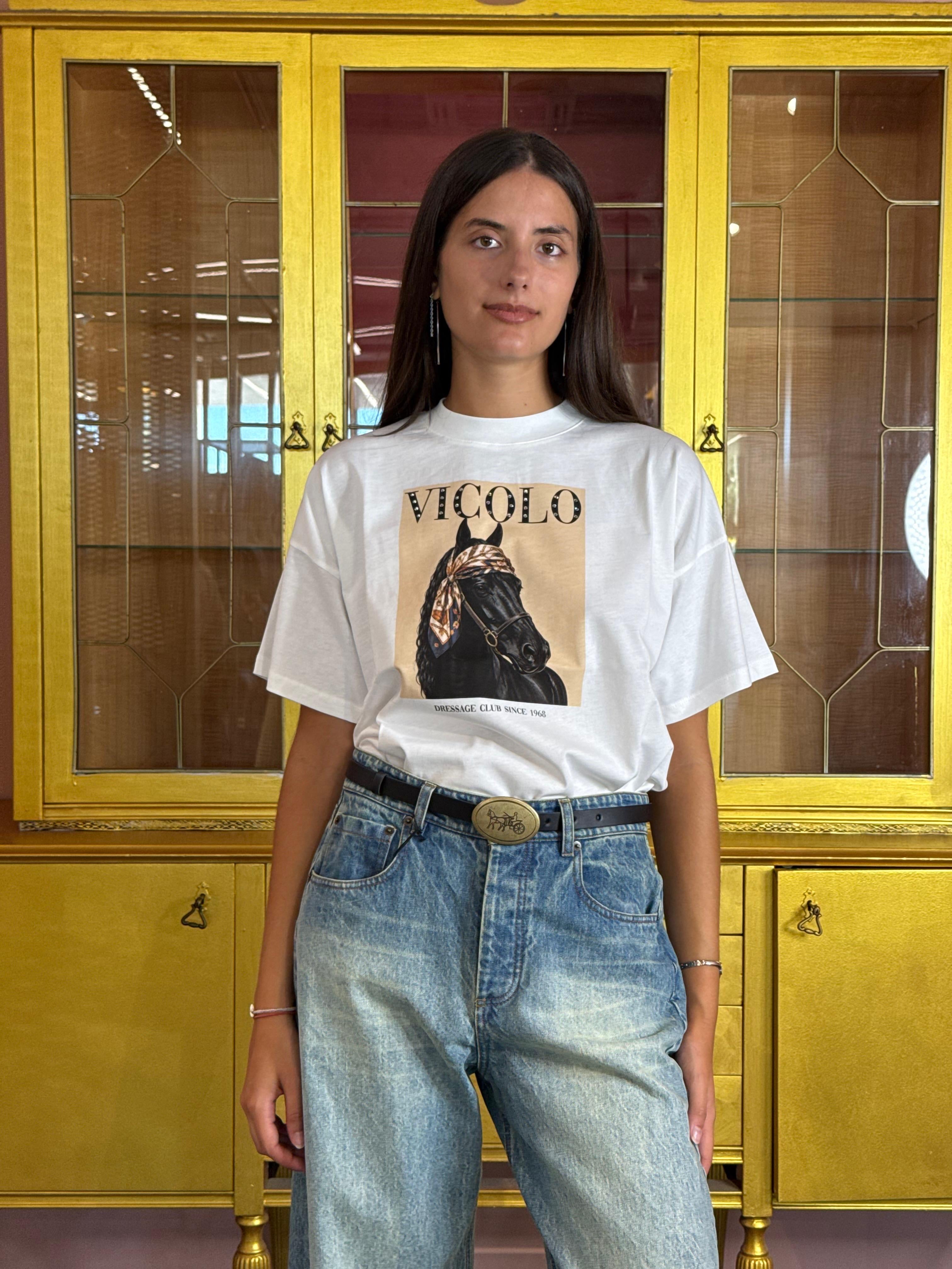 Vicolo - T-Shirt Naturale Stampa Horse