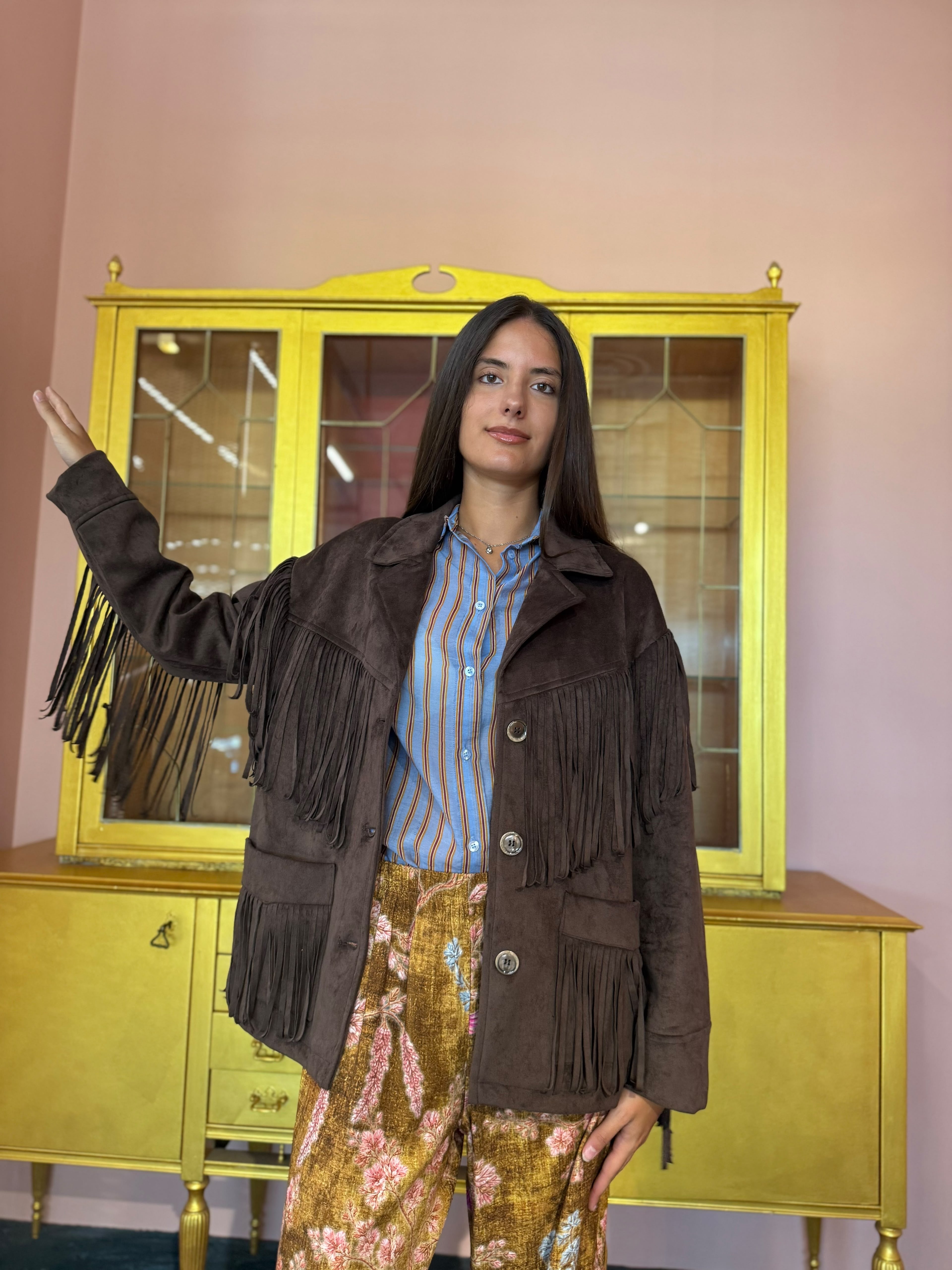 Susy Mix - Giacca Frange Moro-4