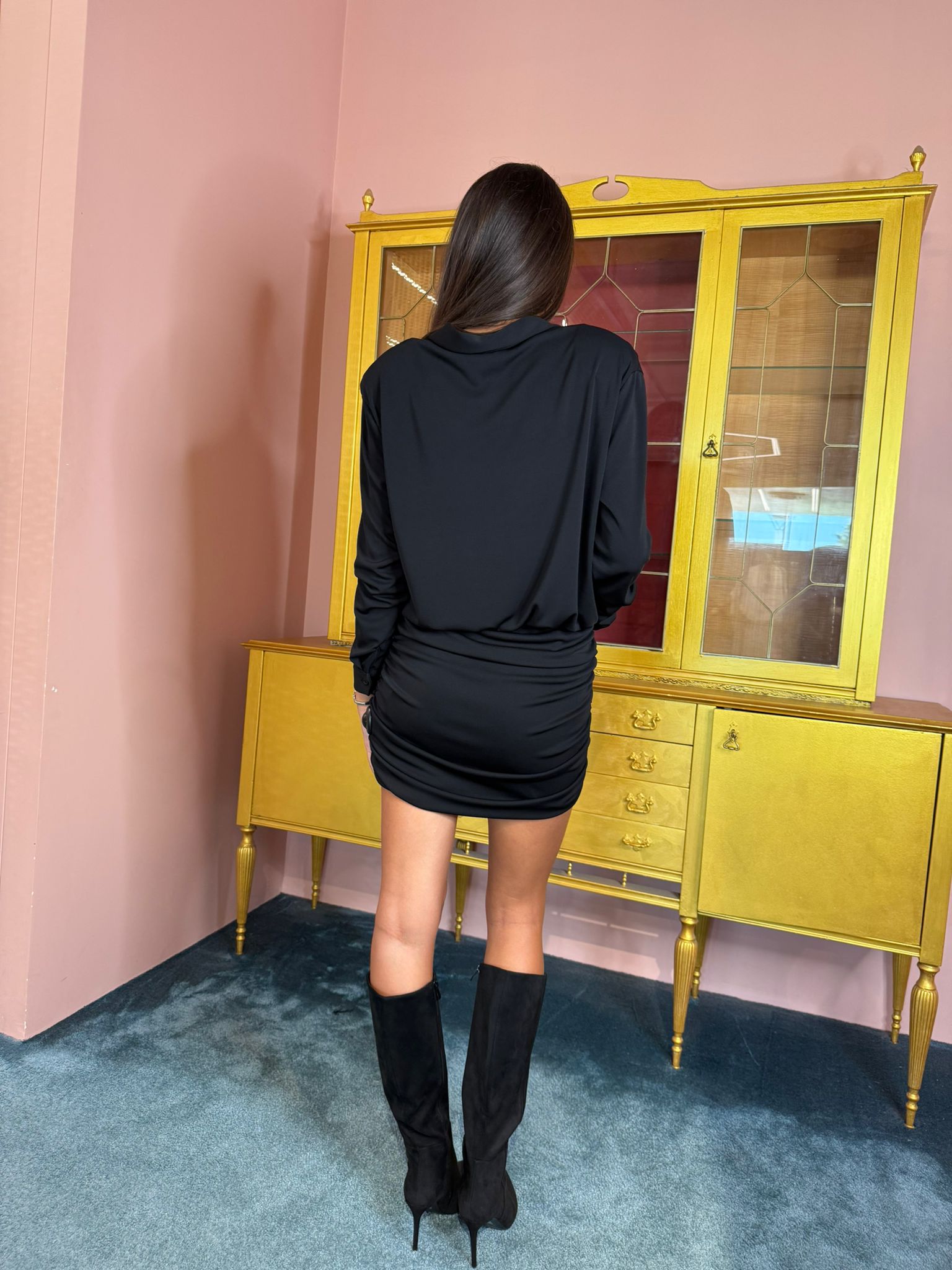 Vicolo - Abito Camicia Nero-3