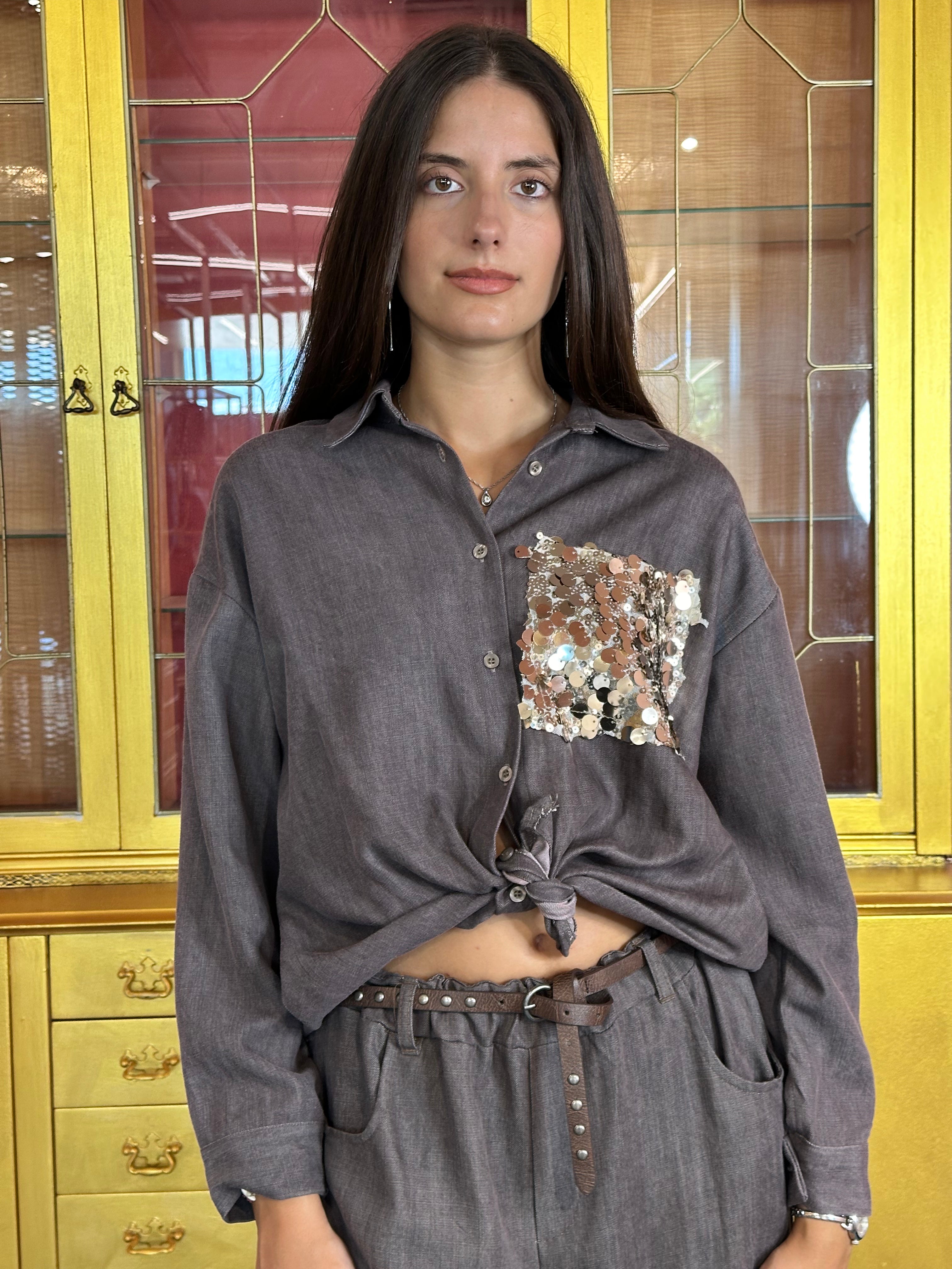 Adora - Camicia Moro Taschina Paillettes-1