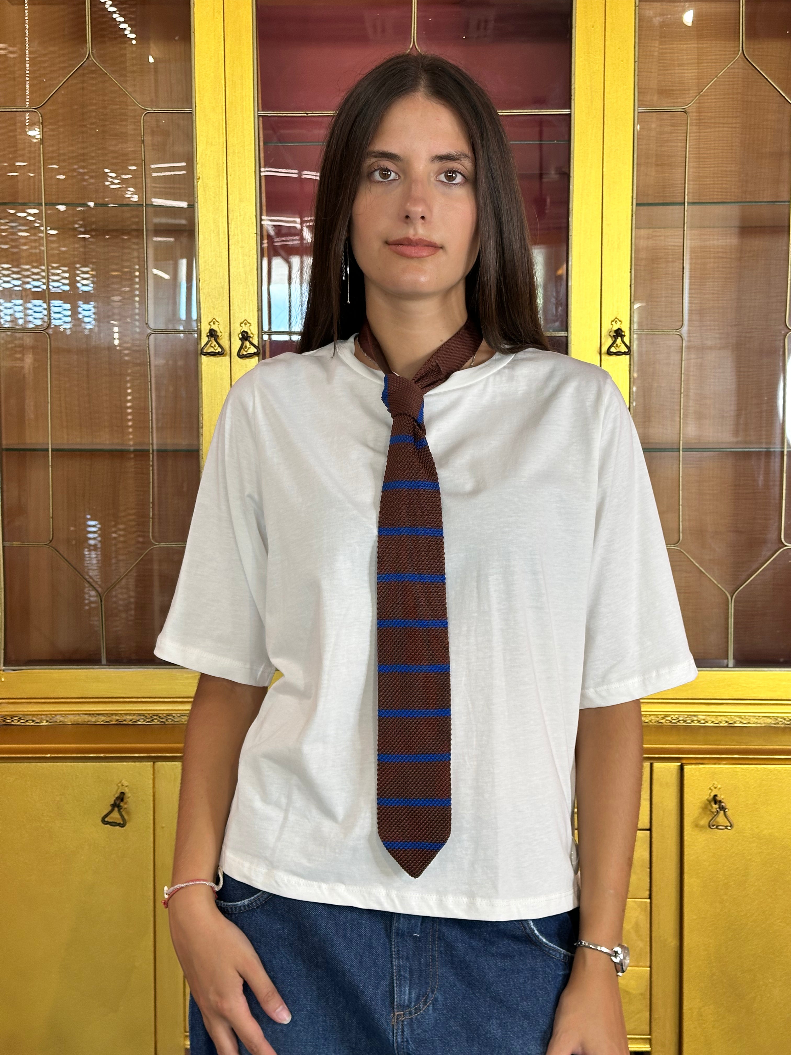 Susy Mix - T-Shirt cravatta tabacco-2