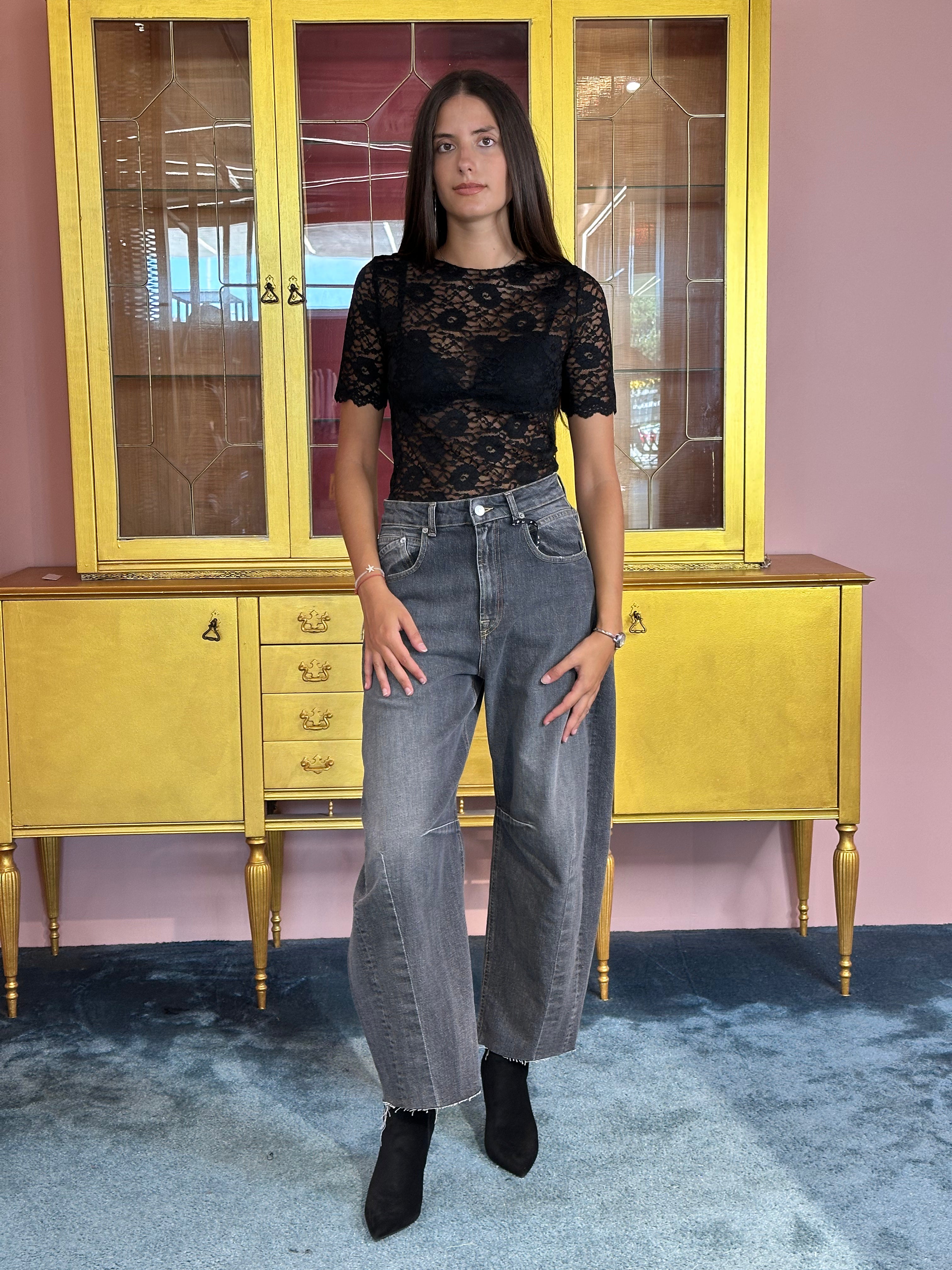 Susy Mix - T-Shirt Pizzo Nera-1