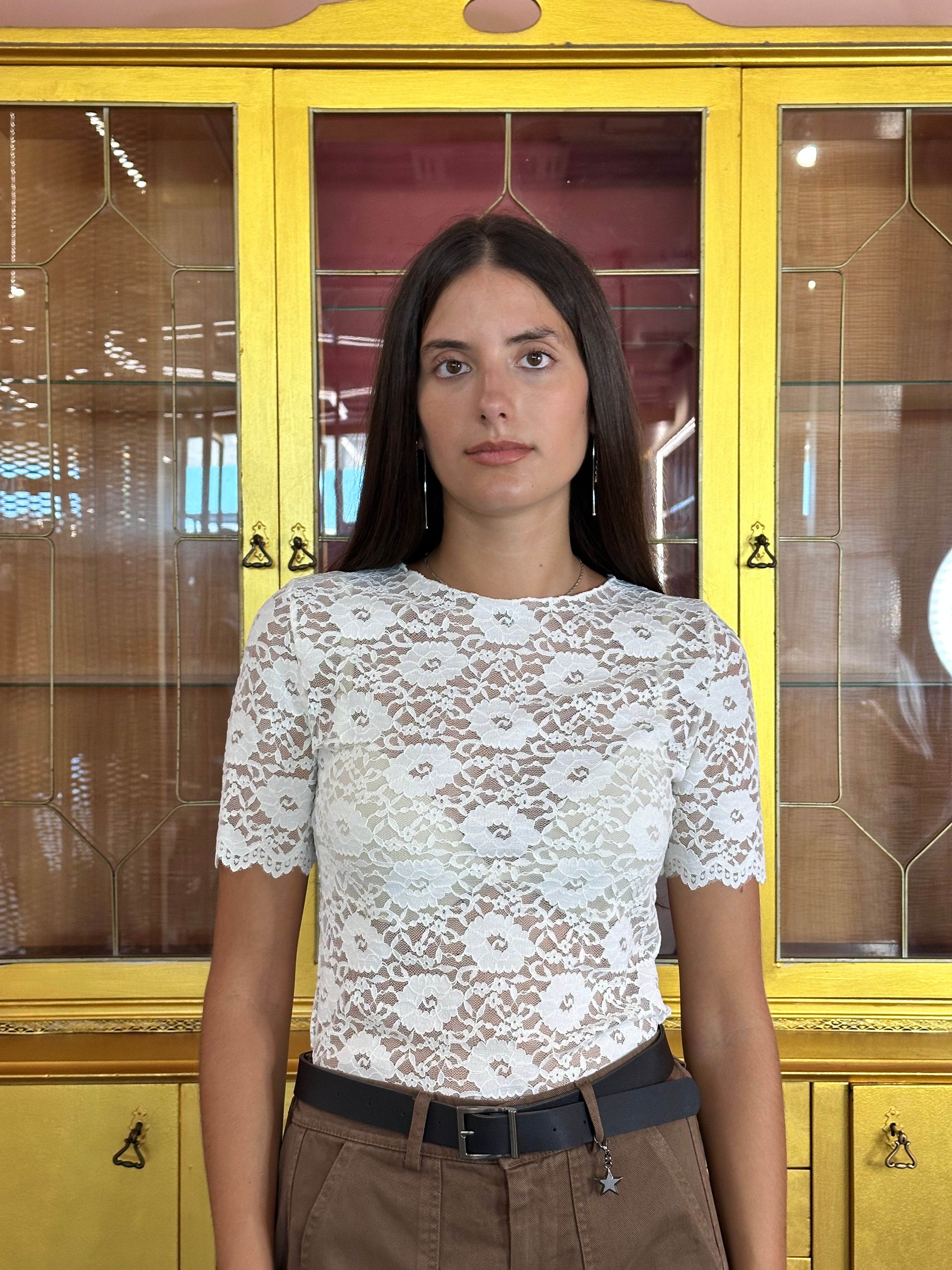 Susy Mix - T-Shirt Pizzo Panna-1