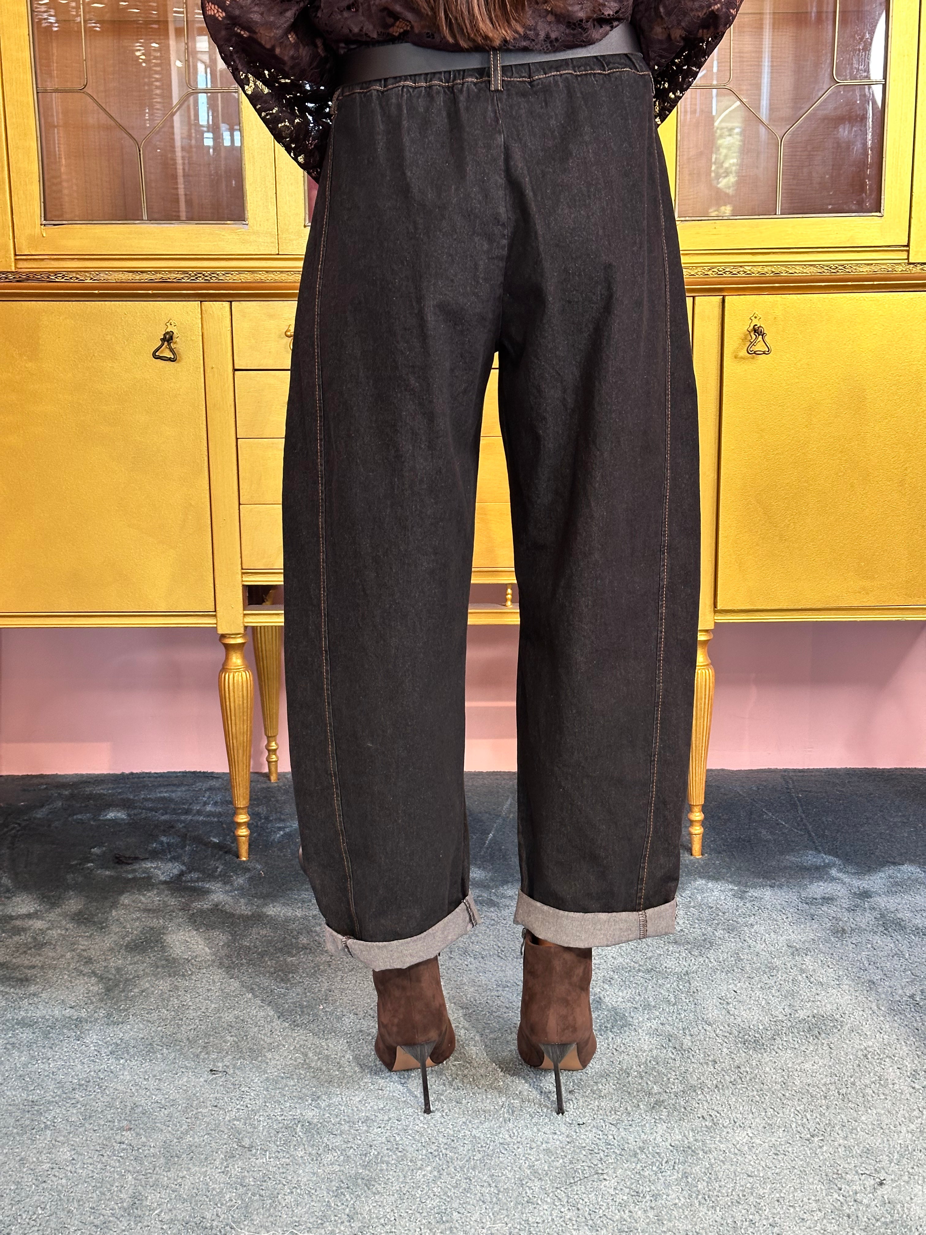 Susy Mix - Pantalone Stellina Denim Nero-2
