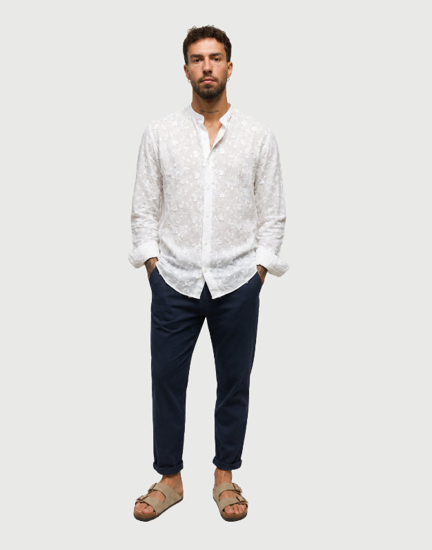 Seinse - Camicia bianca con fiori-4