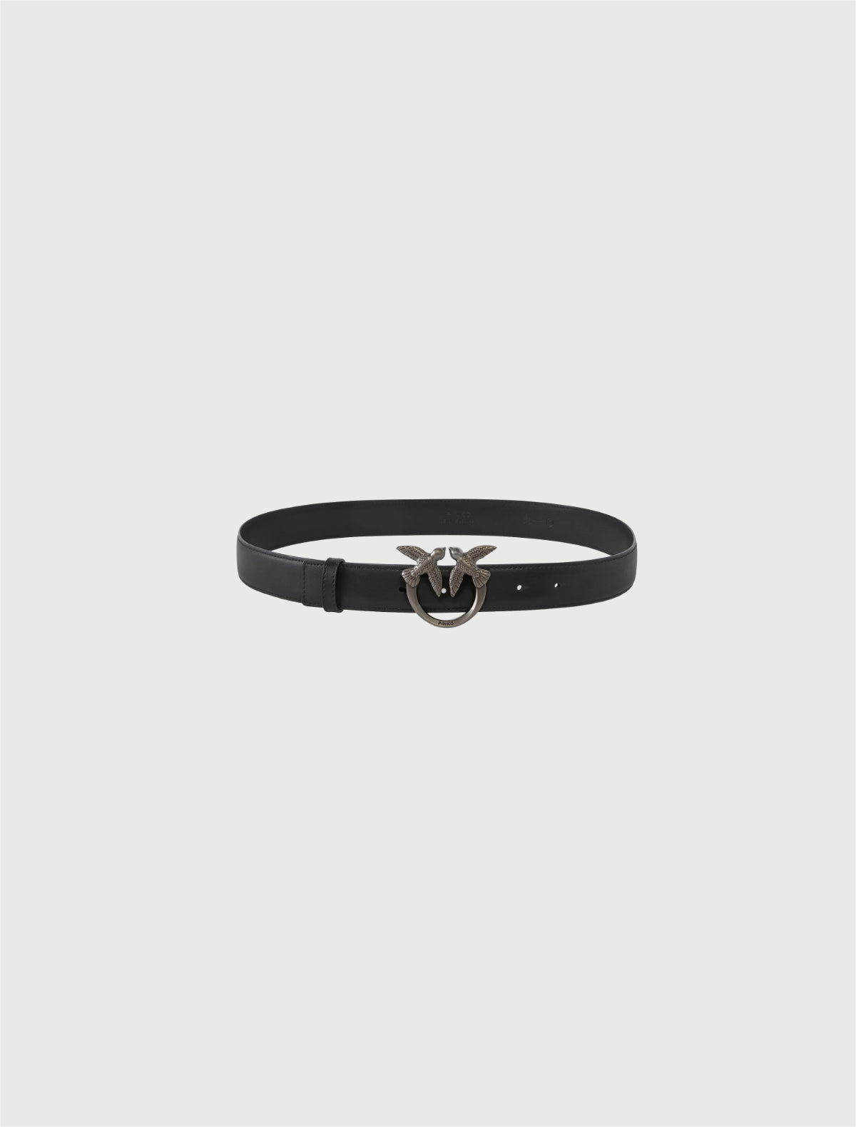 Pinko - Cintura Love Birds in pelle 3 cm Nero-Argento