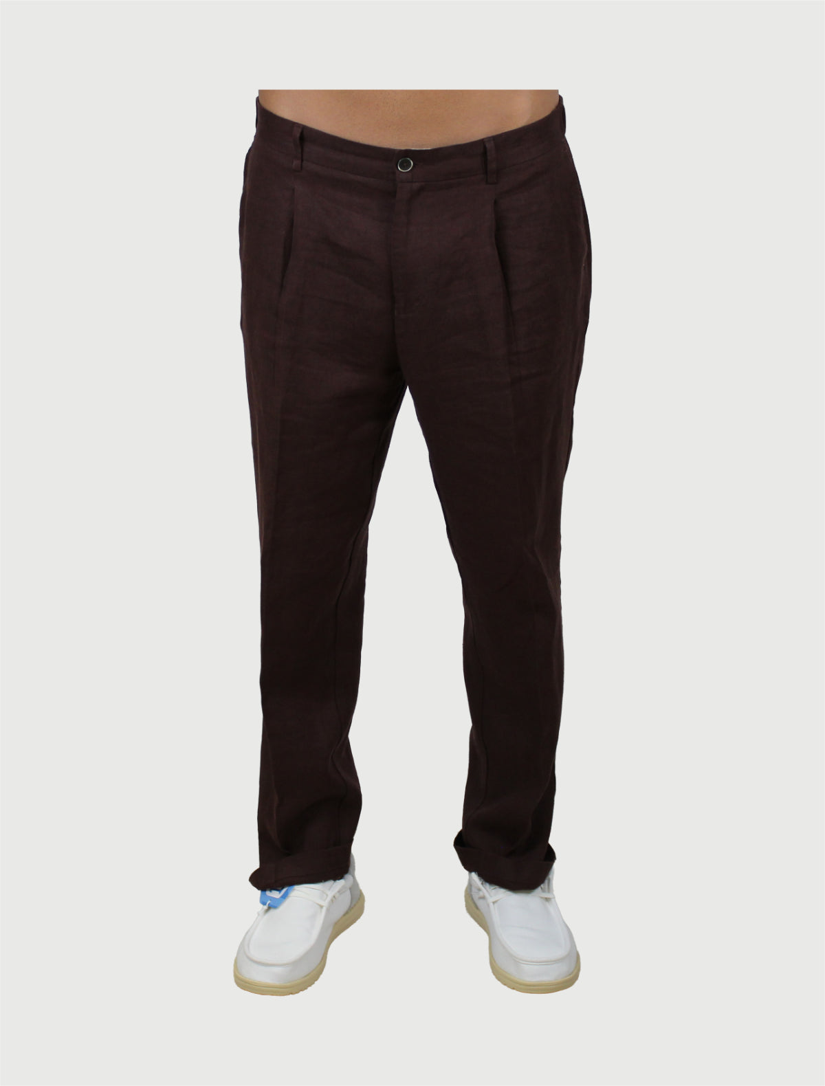 Seinse - Pantalone in Lino con elastico color Moka