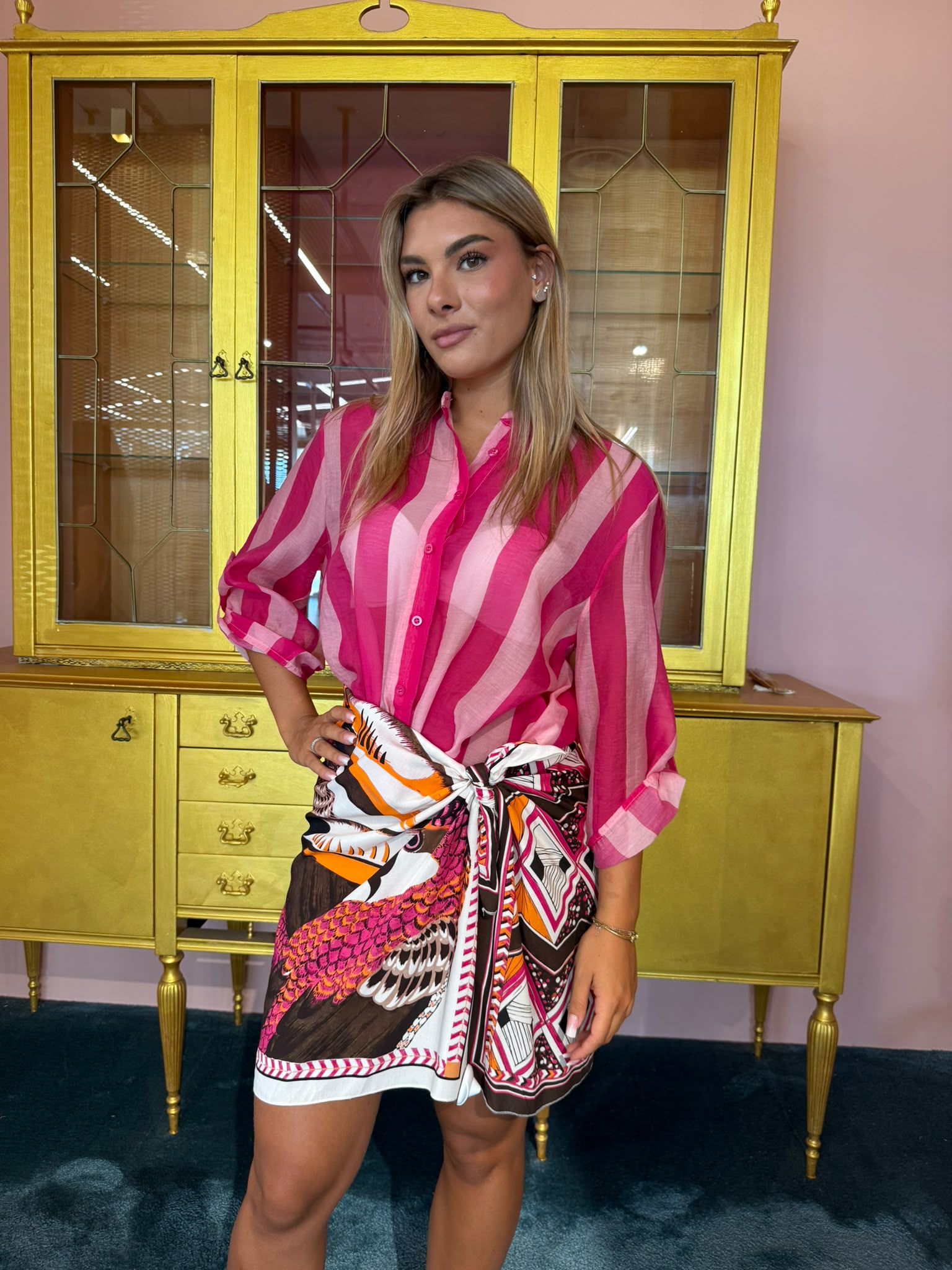 HaveONE - The Island - Camicia Eco Riga Rosa Chiaro Fuxia-1