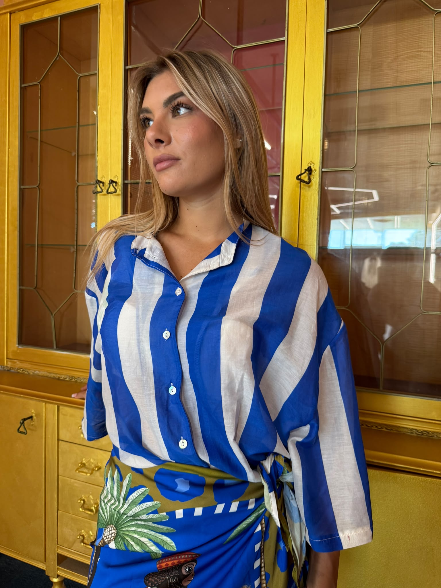 Tensione In - Camicia Maxi Righe Blu-2