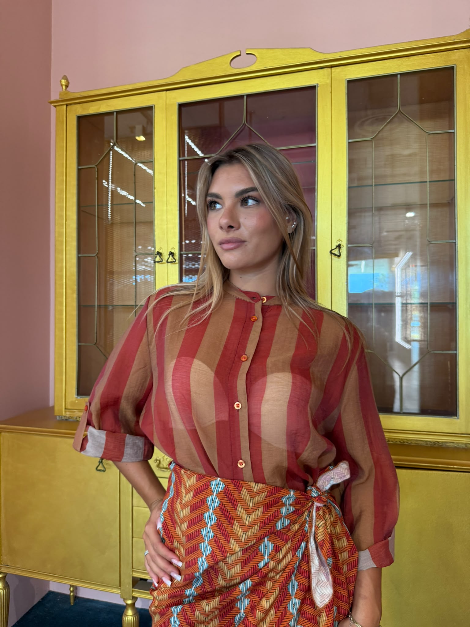 HaveONE - The Island - Camicia Eco Riga Tabacco Rosso-1