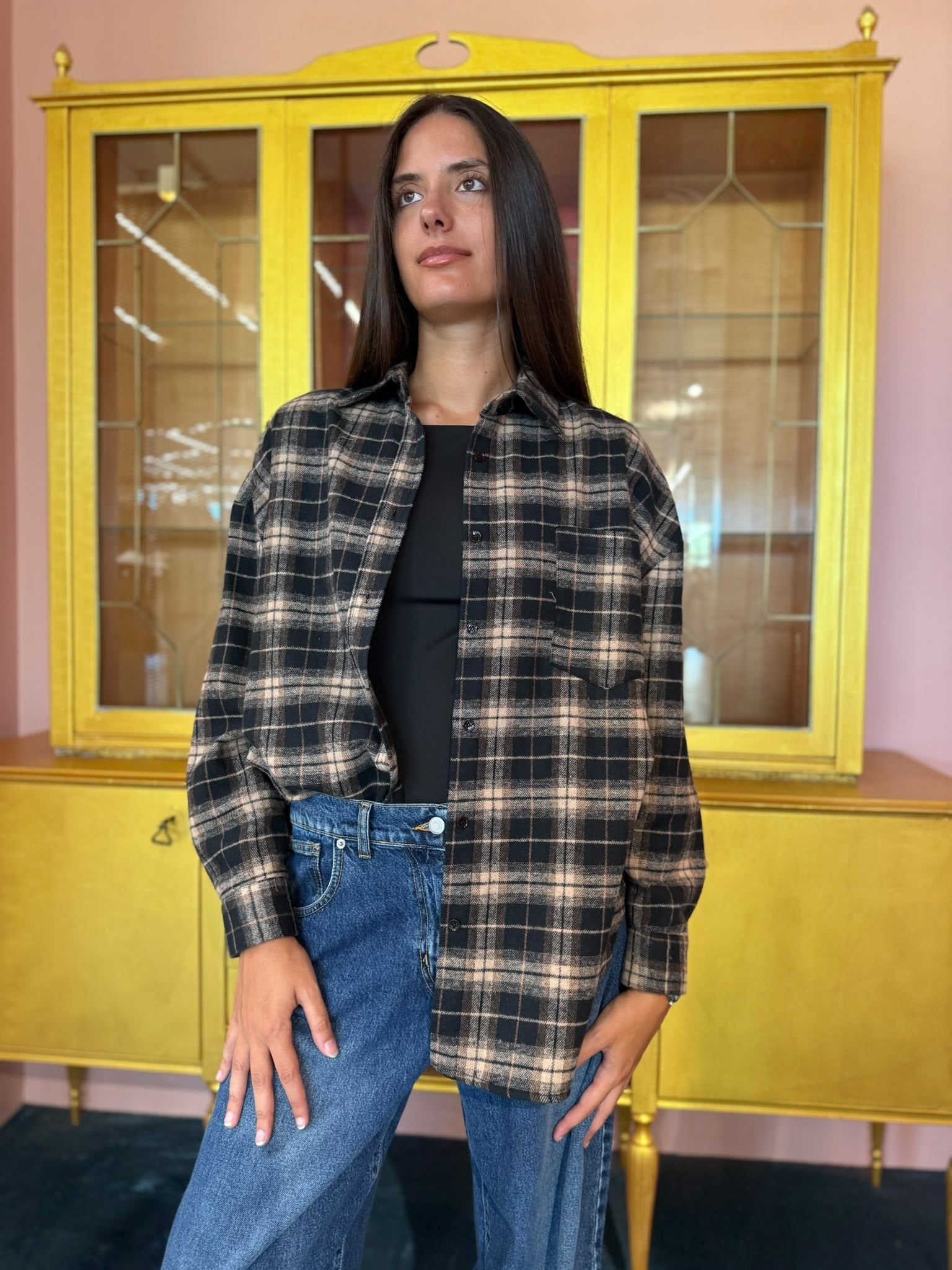 Vicolo - Camicia Cammello-Nero