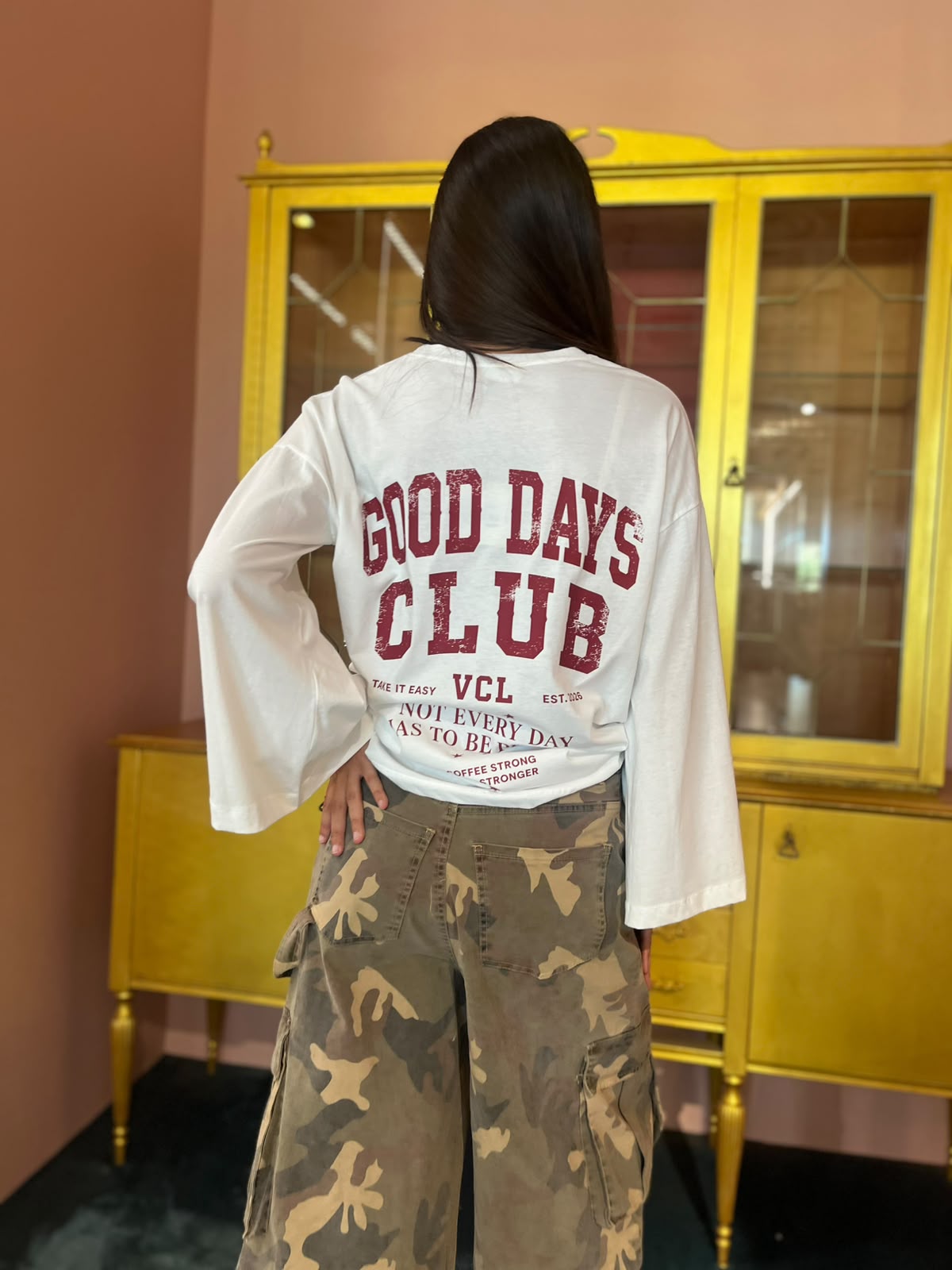 Vicolo - T-Shirt Naturale Stampa Good Days Club Rosso-3