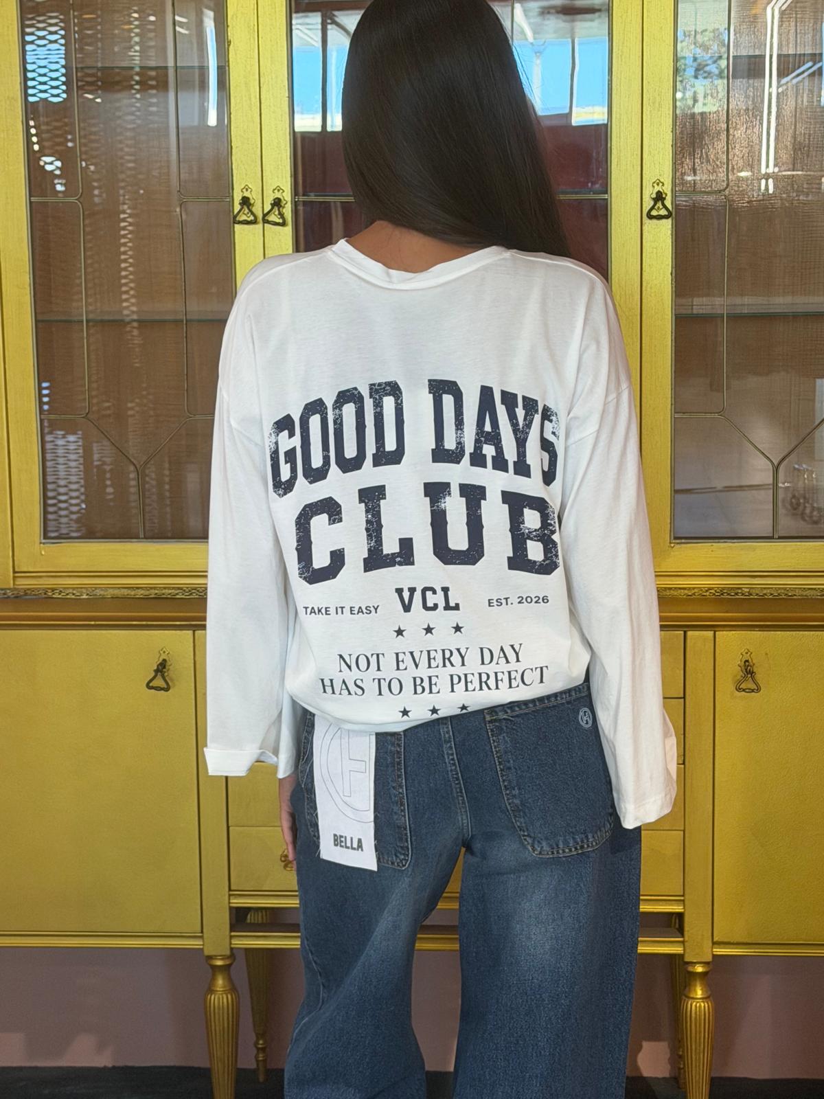 Vicolo - T-Shirt Naturale Stampa Good Days Club Blu-4