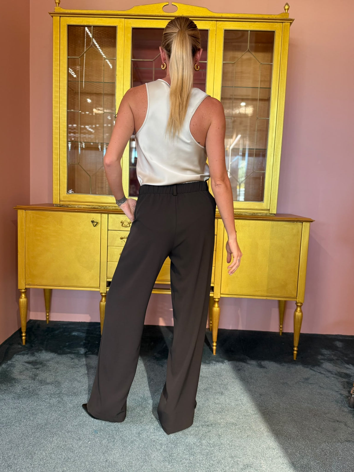 Imperial - Pantalone Elastico Laccio Caffè-3
