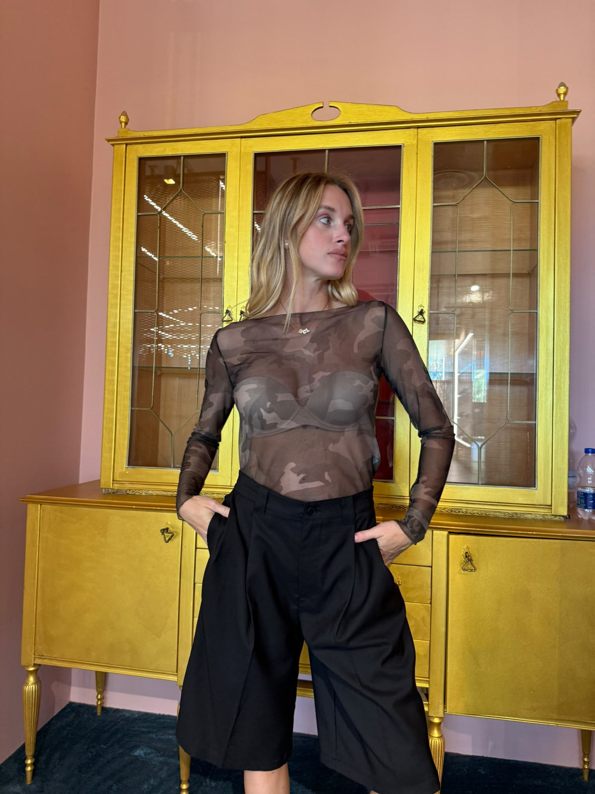 SUSY MIX - MAGLIA TULLE MILITARE - TAGLIA UNICA