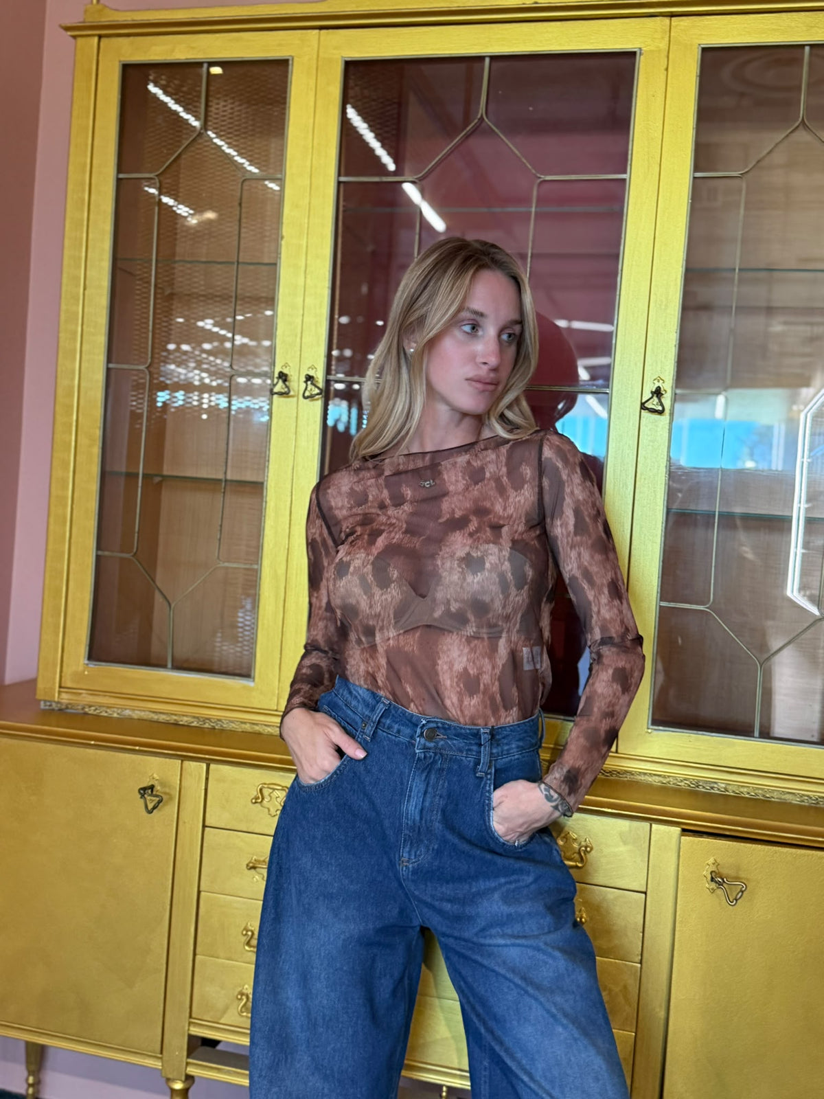 SUSY MIX - MAGLIA TULLE ANIMALIER - TAGLIA UNICA-1