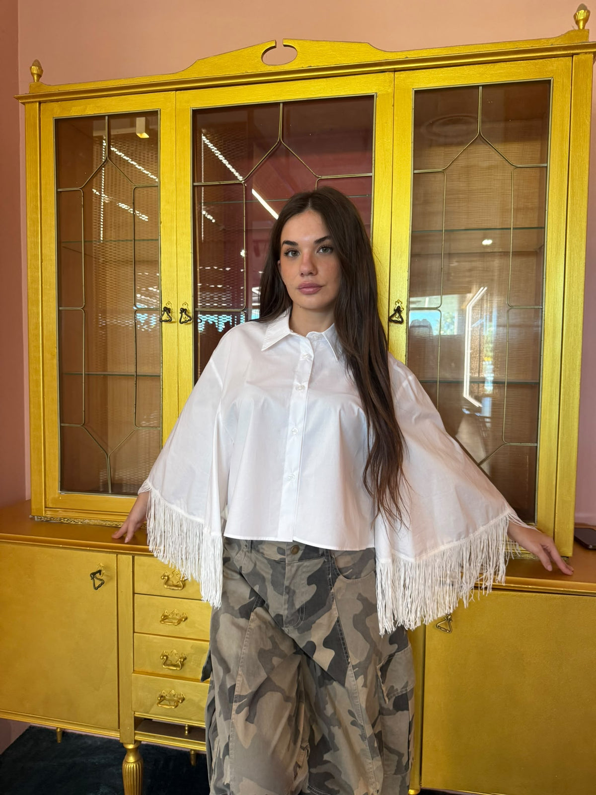 Vicolo - Camicia Bianca Frange - Taglia Unica-1
