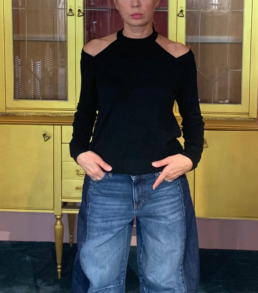 Susy Mix - Maglia Cut-Out Nero