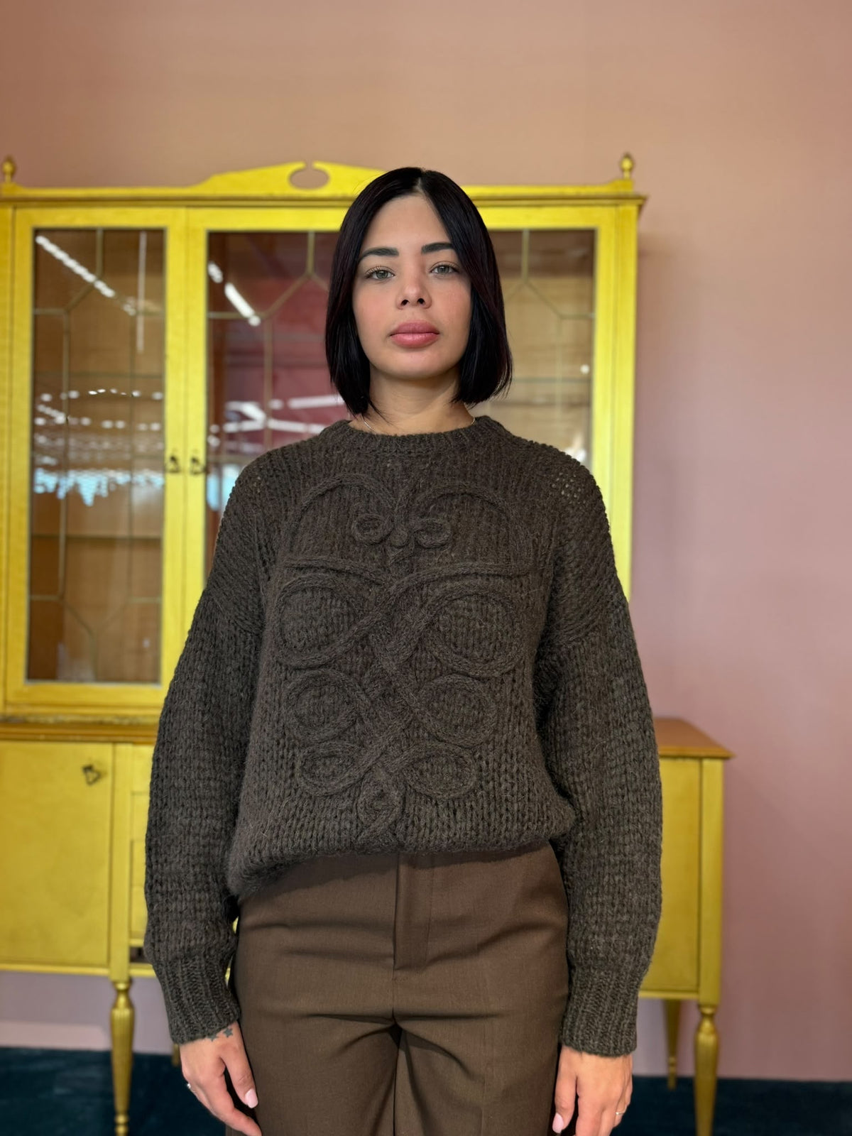 VICOLO - KNITWEAR LAVORATO MORO - TAGLIA UNICA