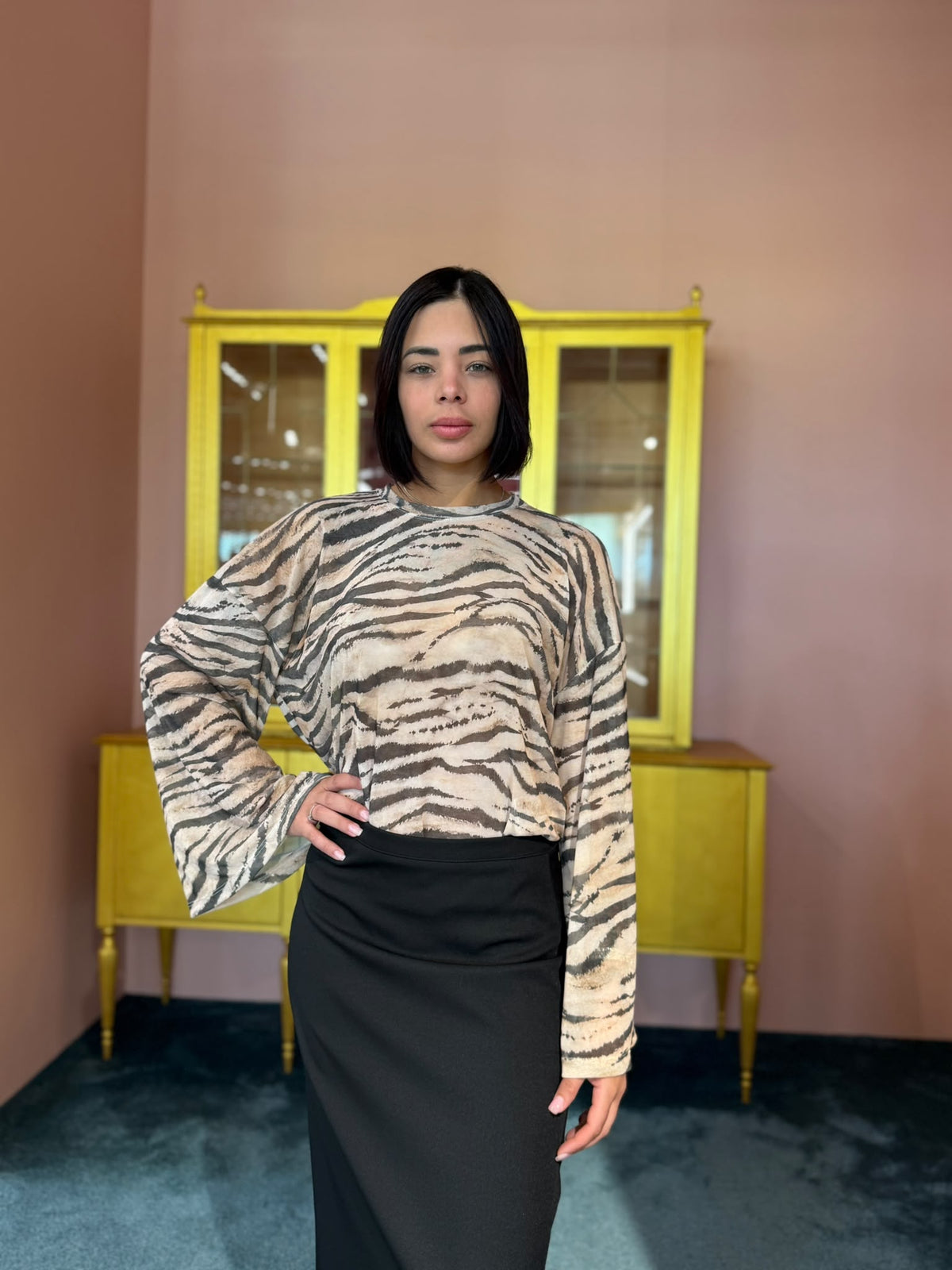 Vicolo - T-Shirt Tulle Animalier - Taglia Unica