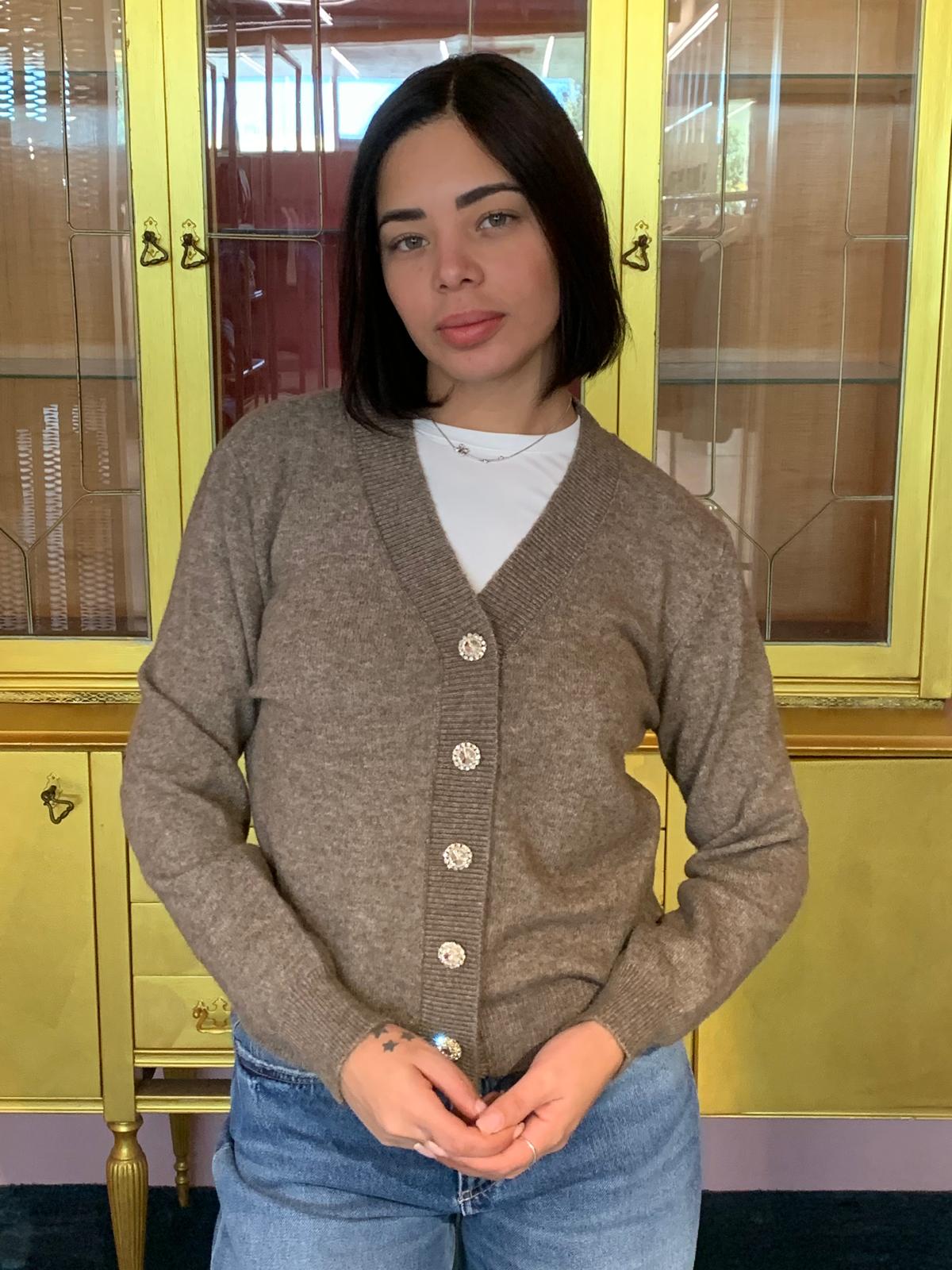 Susy Mix - Cardigan Bottoni Gioiello - Taglia Unica - Più Colori