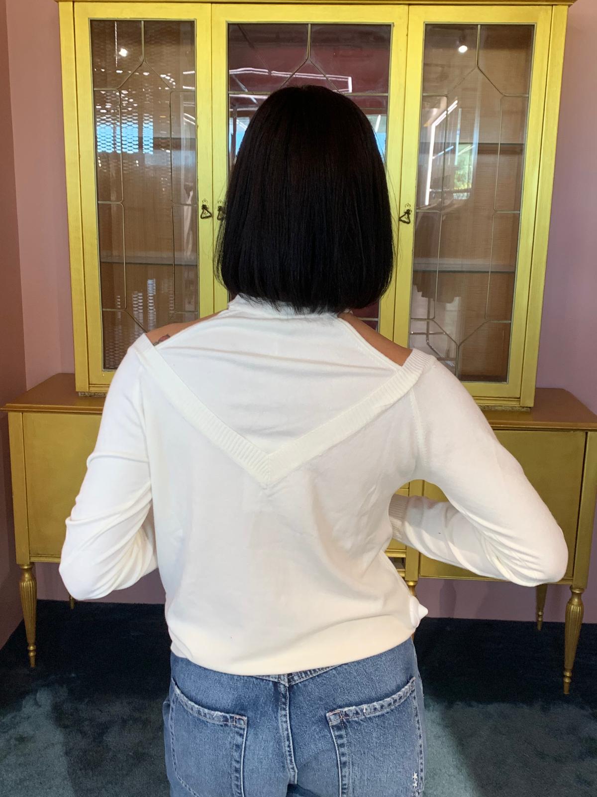 Susy Mix - Maglia Cut-Out Panna-2