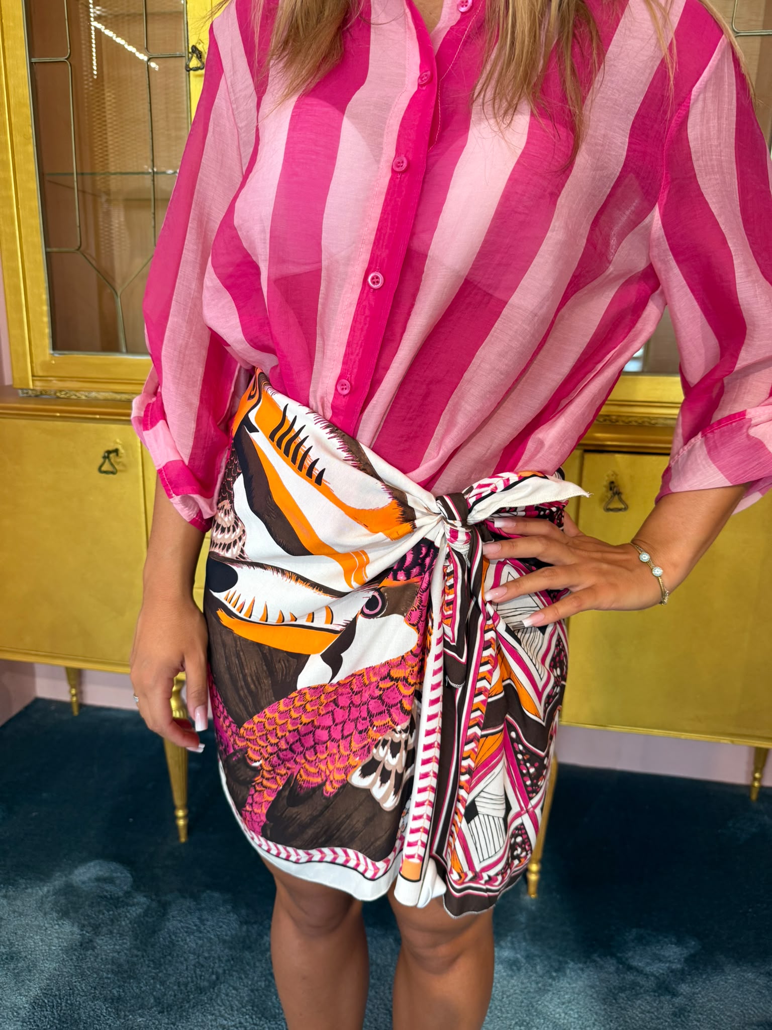 HaveONE - The Island - Camicia Eco Riga Rosa Chiaro Fuxia-3