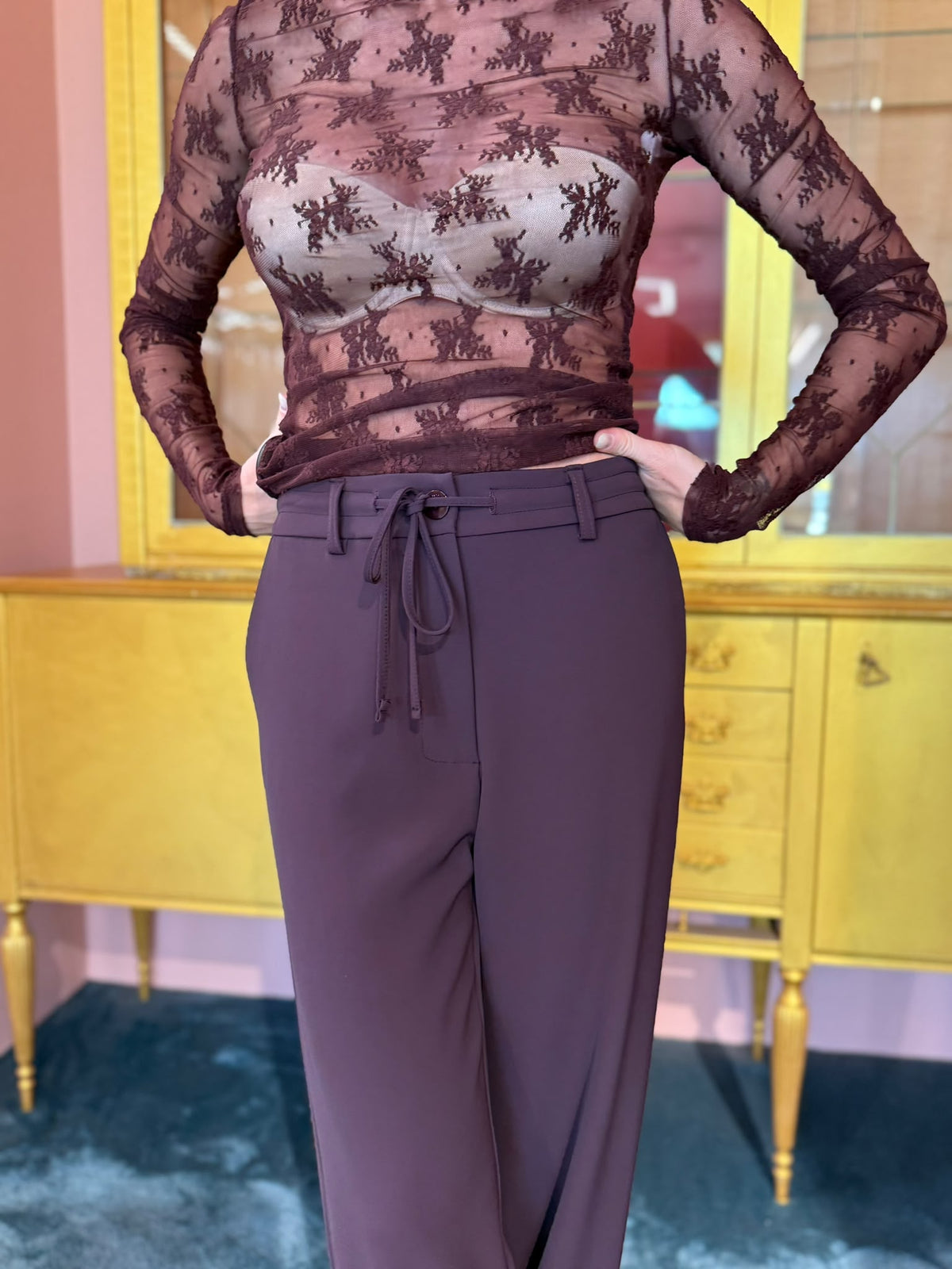 Imperial - Pantalone Elastico Laccio BORDEAUX-2