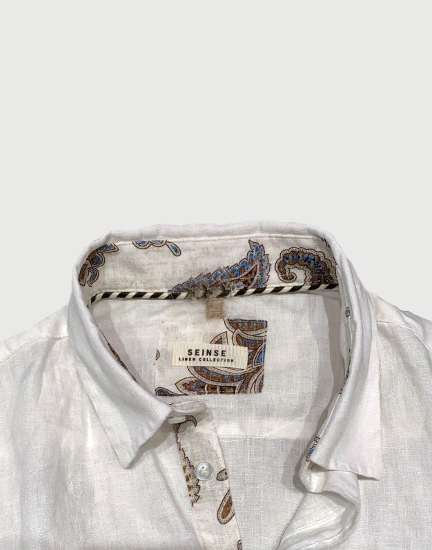 SEINSE -  Camicia Bianca con motivi floreali-4