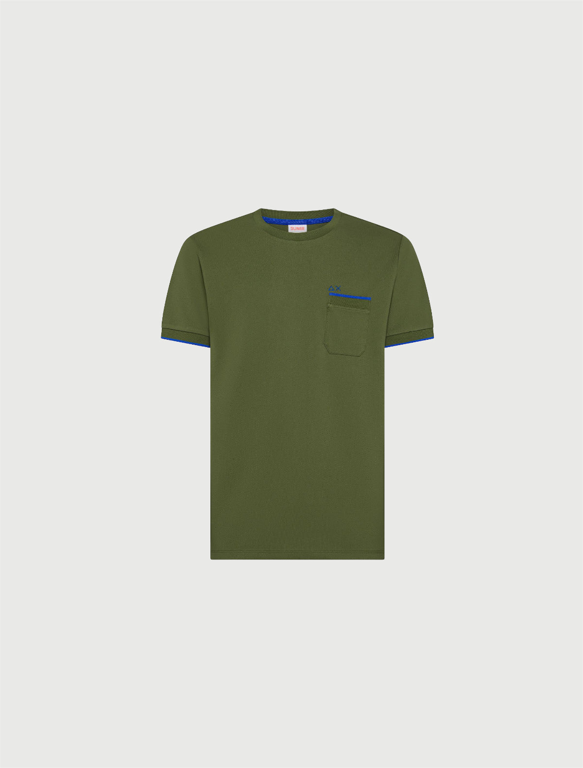 SUN68 - T-shirt in piquet di cotone verde scuro-1